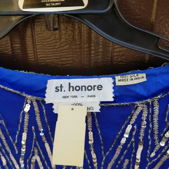 St. Honore Vintage Sequin Beaded Silk Blouse NWT - Picture 5 of 5